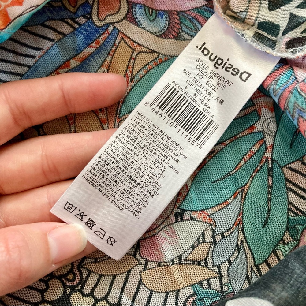 Desigual Abstract Button Down Abstract Floral Pri… - image 7